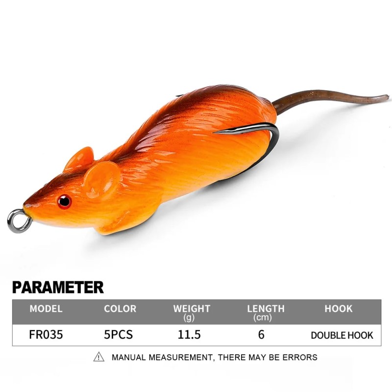 Luya Booby Frog Mouse Double Hook Simulation Rat Frog 6cm 11.5g Soft Bait Fake Bait Fishing Blackfish| |   - AliExpress