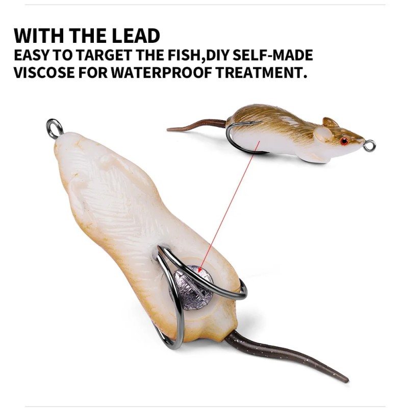 Luya Booby Frog Mouse Double Hook Simulation Rat Frog 6cm 11.5g Soft Bait Fake Bait Fishing Blackfish| |   - AliExpress