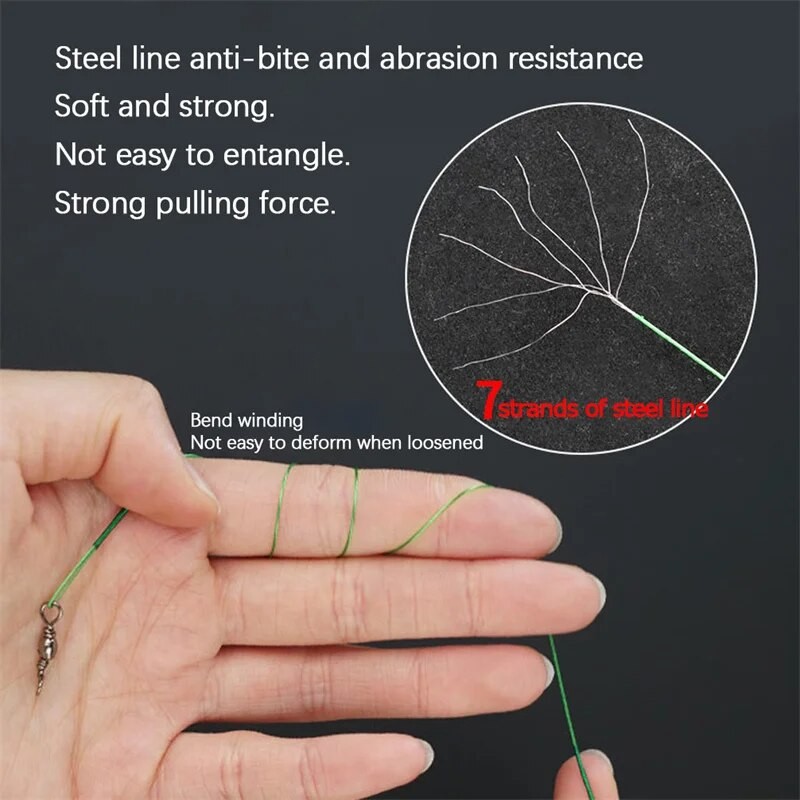 10pcs Anti Bite Steel Fishing Line Steel Wire Leader With Swivel Fishing Accessory Lead Core Leash Fishing Wire 15cm-20cm - Fishing Tools - AliExpress