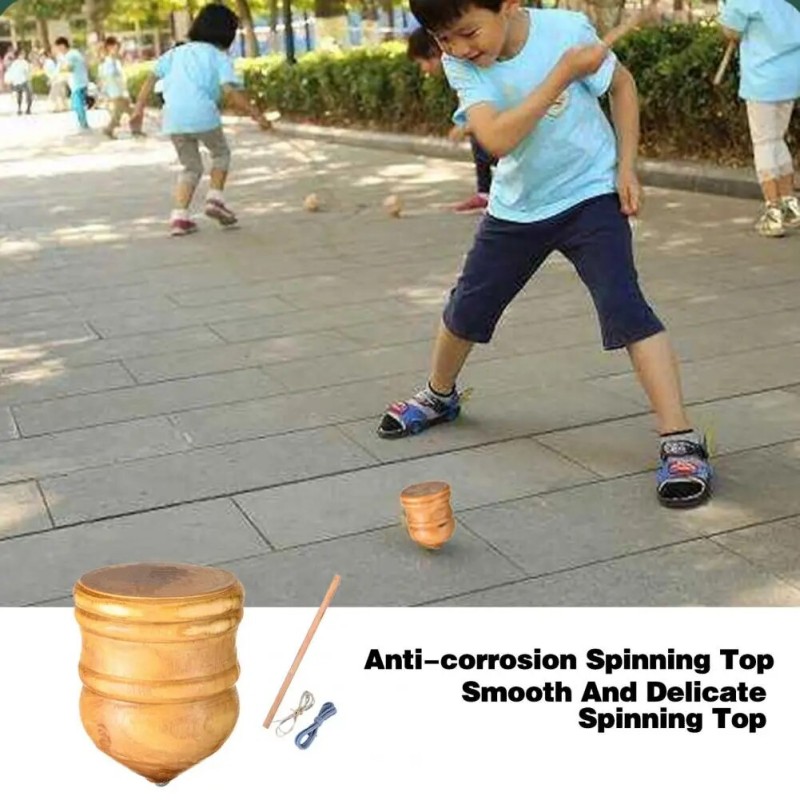 Kids Adult Toy Wooden Spinning Top Toy with Whip Rope Fun Fitness Toy for Kids Teens Adults Indoor Outdoor Sports Activity| |   - AliExpress
