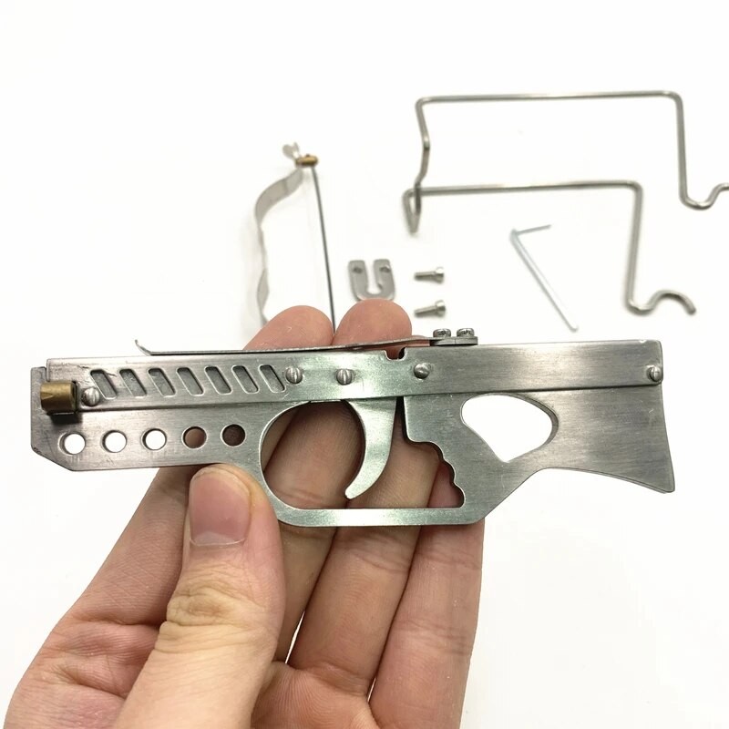 Toy Gift Boy Children Outdoor Fun Sports Stainless Steel Rubber Band Launcher Pistol Outdoor Shooting Slingshot - Toy Sports - AliExpress