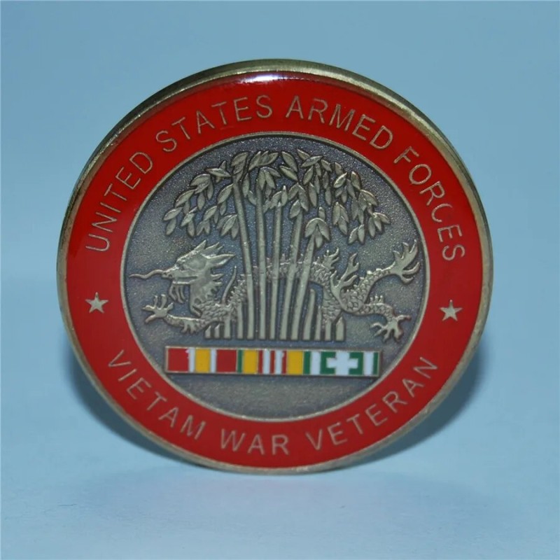 Vienam Veteran Armed Forces Colorized Art Round Challenge Coin| |   - AliExpress