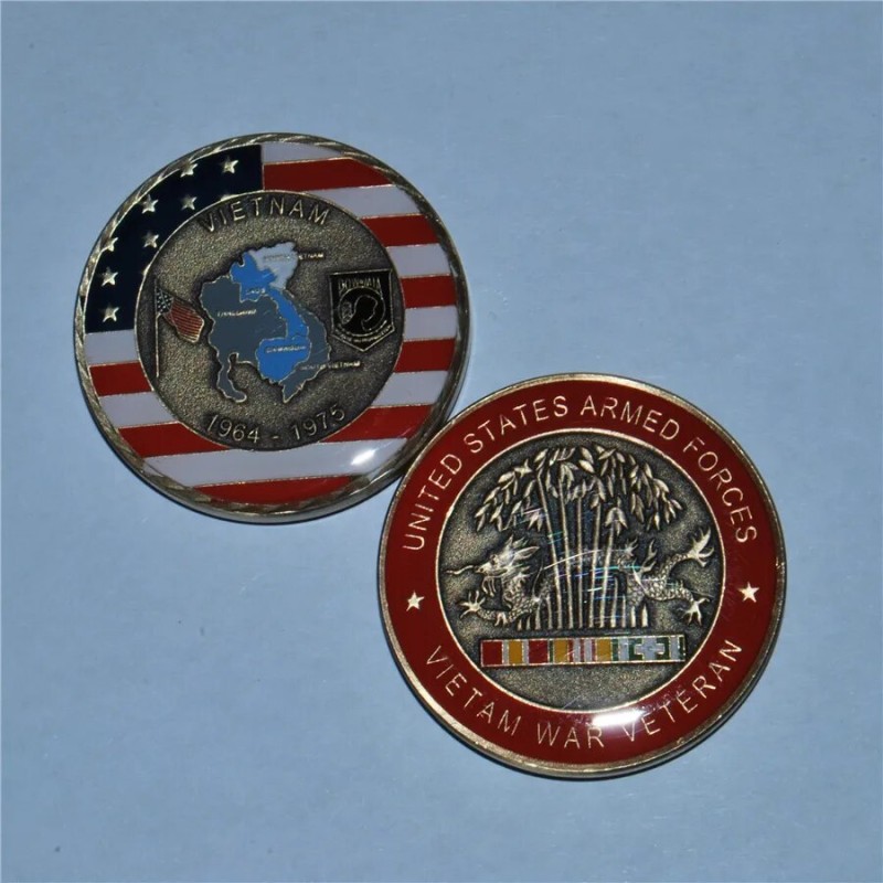 Vienam Veteran Armed Forces Colorized Art Round Challenge Coin| |   - AliExpress