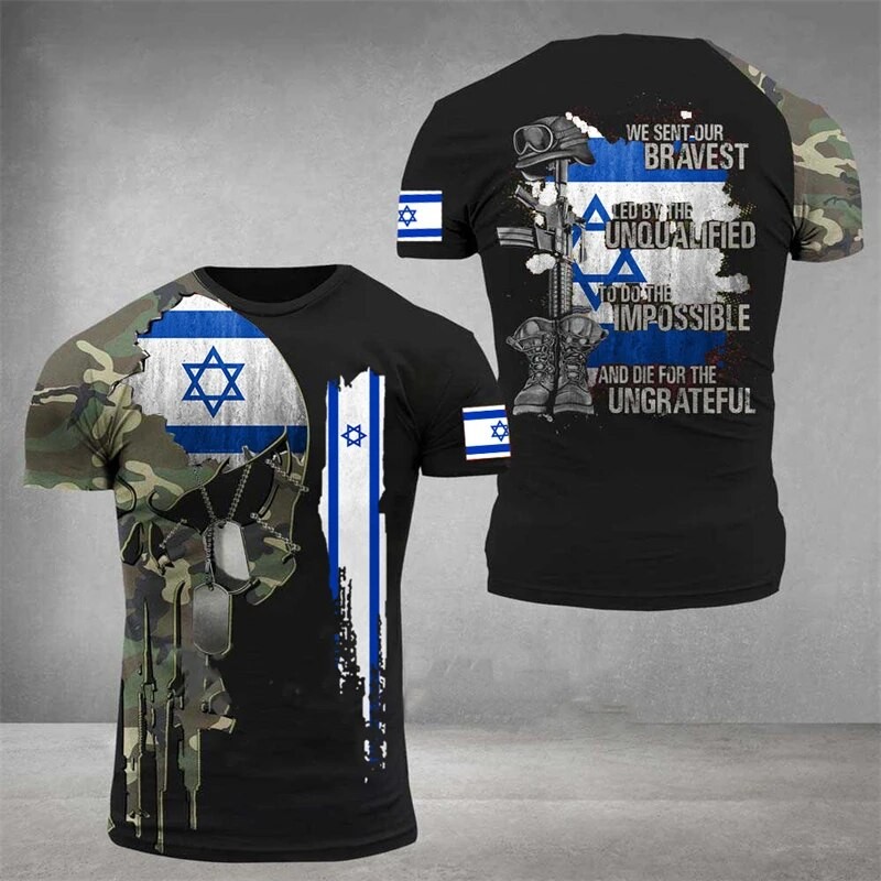 Israel National Flag T Shirt Men ARMY VETERAN Tactical Tops 3D Military Camo Skull Printed T shirt Israeli Soldiers Forest Tees| |   - AliExpress