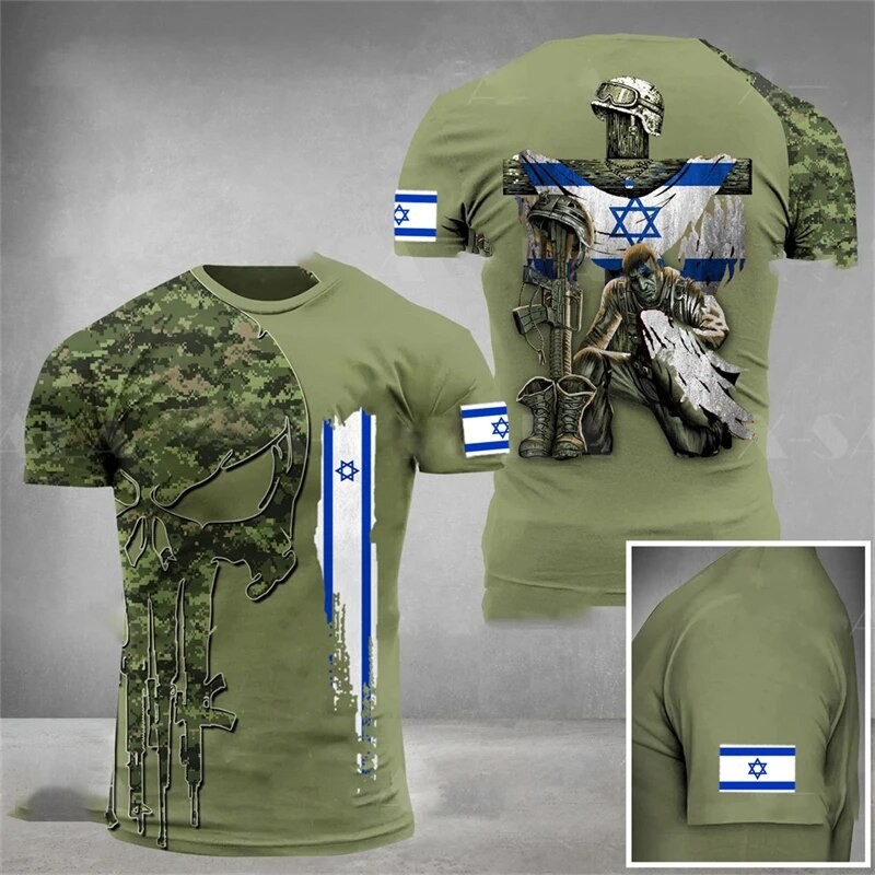 Israel National Flag T Shirt Men ARMY VETERAN Tactical Tops 3D Military Camo Skull Printed T shirt Israeli Soldiers Forest Tees| |   - AliExpress