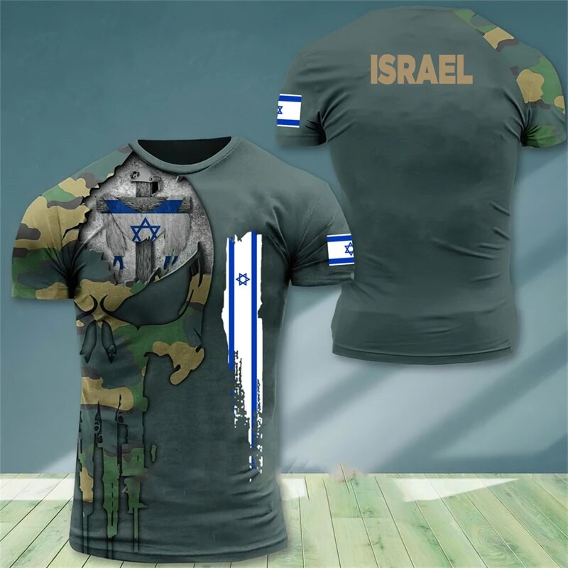 Israel National Flag T Shirt Men ARMY VETERAN Tactical Tops 3D Military Camo Skull Printed T shirt Israeli Soldiers Forest Tees| |   - AliExpress