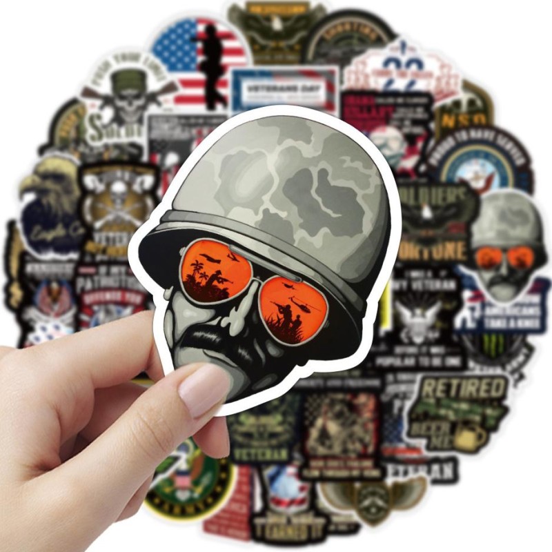 10/30/50pcs  Cartoon Commemorative Veterans Graffiti  Military Equipment War  Stickers Bear Unicorn  School Student Diary Trunk|Stickers|   - AliExpress