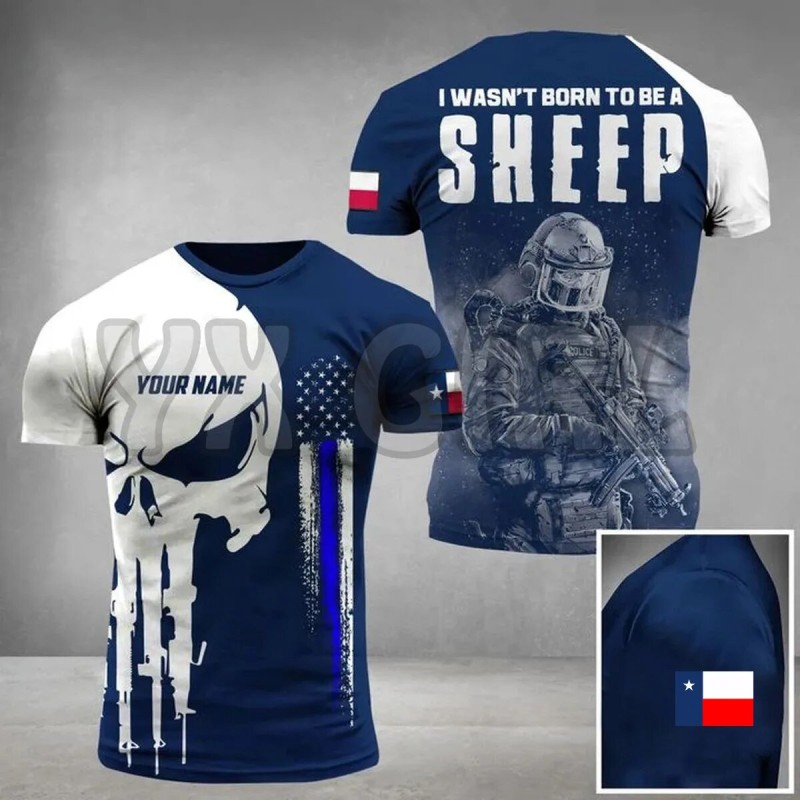 New Summer Fashion Veteran Personalized Alabama Police I Wasn Born To Be A Sheep 3D All Over Printed Tops Shirts Unisex Shirt| |   - AliExpress