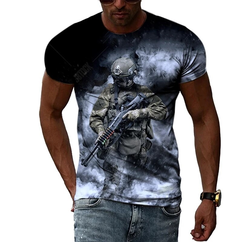 Summer Personality 3D Printing Men's T Shirt Special Forces Veterans Classic Short Sleeve Trend Casual Quick Dry Sports Shirt| |   - AliExpress