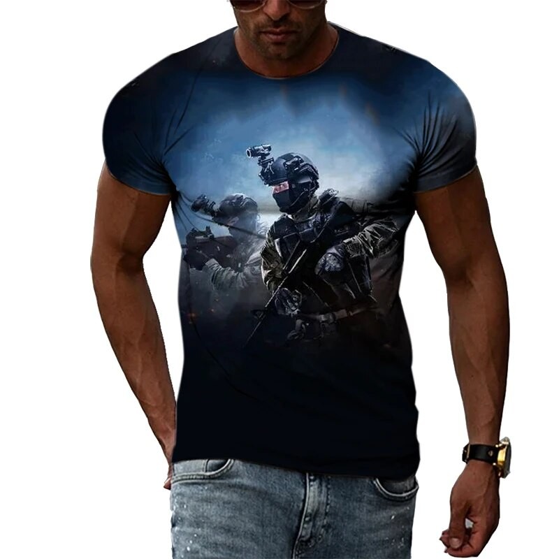 Summer Personality 3D Printing Men's T Shirt Special Forces Veterans Classic Short Sleeve Trend Casual Quick Dry Sports Shirt| |   - AliExpress