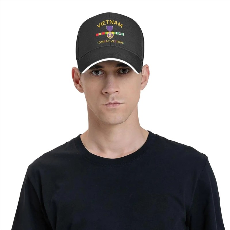 Vietnam Veteran Combat Wounded with Purple Heart Premium Adjustable Baseball Cap for Men and Women   Outdoor Sports| |   - AliExpress