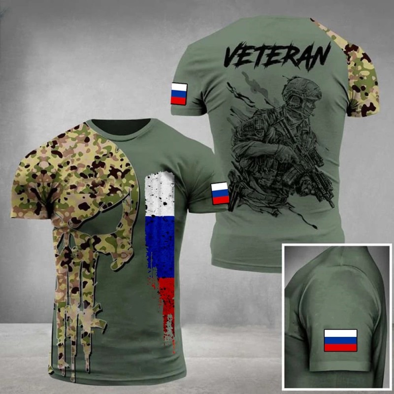 Vintage Russian Flag 3d Print Men's T-shirts Summer Russia Veteran Streetwear O-neck Short Sleeve Loose T Shirt Men's Clothing - T-shirts - AliExpress