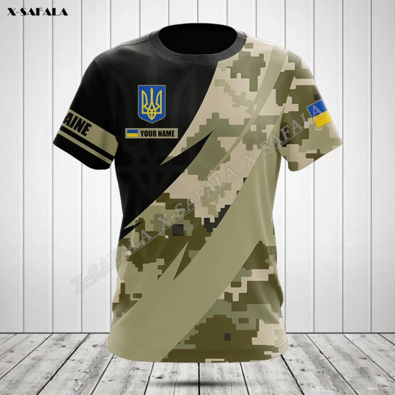 Custom Ukrainian Ukraine Soldier ARMY Camo VETERAN Flag 3D Print High Quality T shirt Round Neck Men Casual Top Clothing| |   - AliExpress