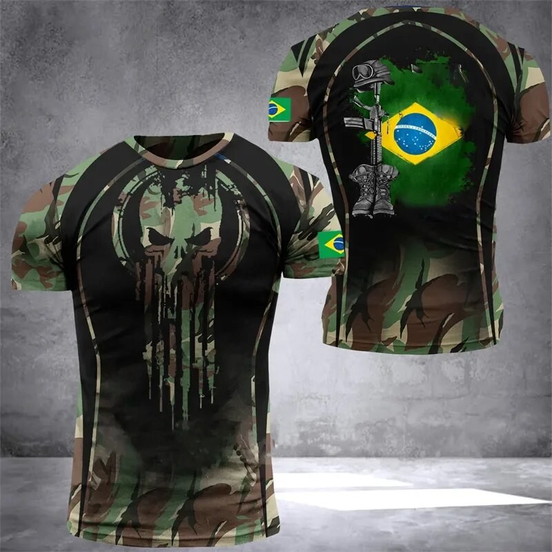 Brazil Men's T Shirts Veterans National Flag Tops Summer Tee Short Sleeve Shirt 3d Print Graphic Shirt Oversized Clothes| |   - AliExpress
