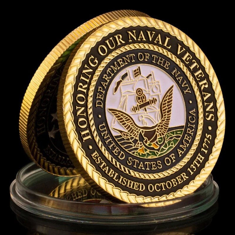 Gold Plated Souvenir Coin US Honoring Our Naval Veteran Challenge Department of the Navy Flying Eagle Military Coin| |   - AliExpress