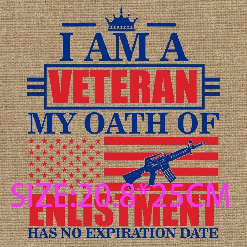 Patches For Clothing I Am A Veteran Military Style Iron on Transfers for T shirts Tough Men Strong Brave I Have Two Tiles DIY| |   - AliExpress