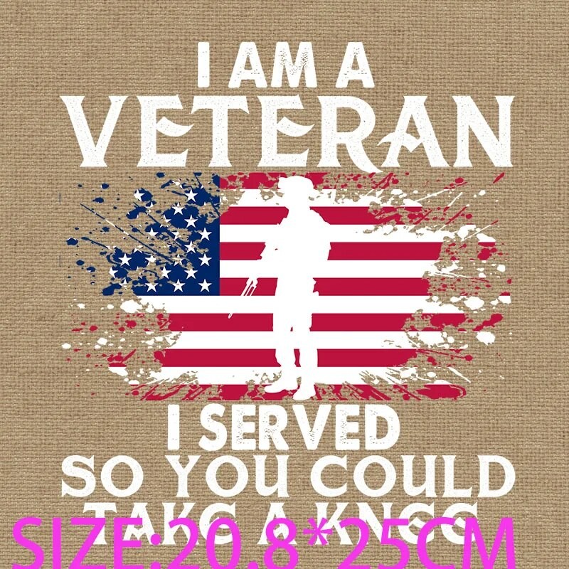 Patches For Clothing I Am A Veteran Military Style Iron on Transfers for T shirts Tough Men Strong Brave I Have Two Tiles DIY| |   - AliExpress