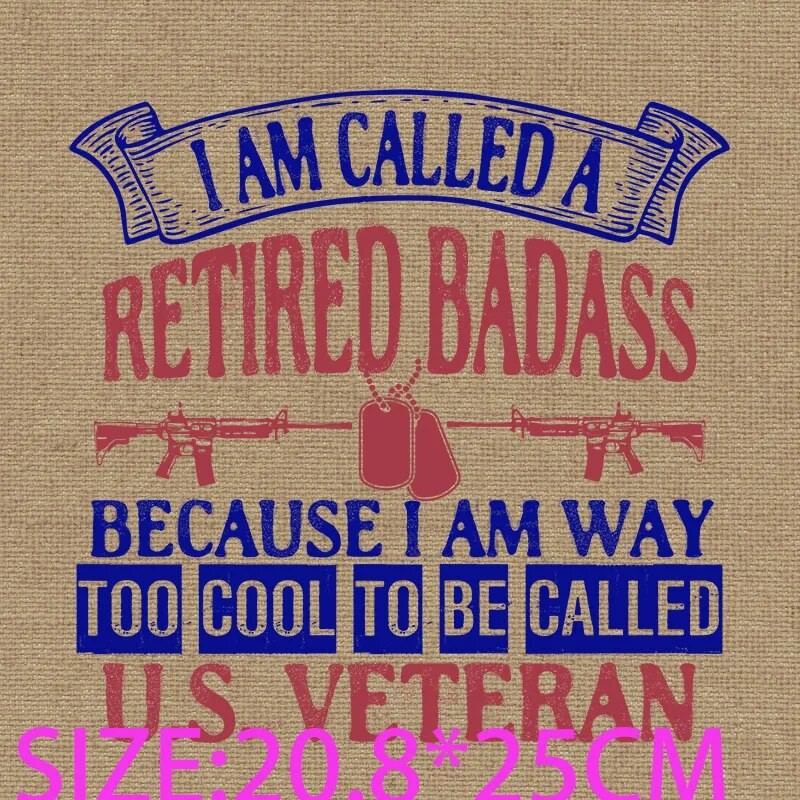 Patches For Clothing I Am A Veteran Military Style Iron on Transfers for T shirts Tough Men Strong Brave I Have Two Tiles DIY| |   - AliExpress