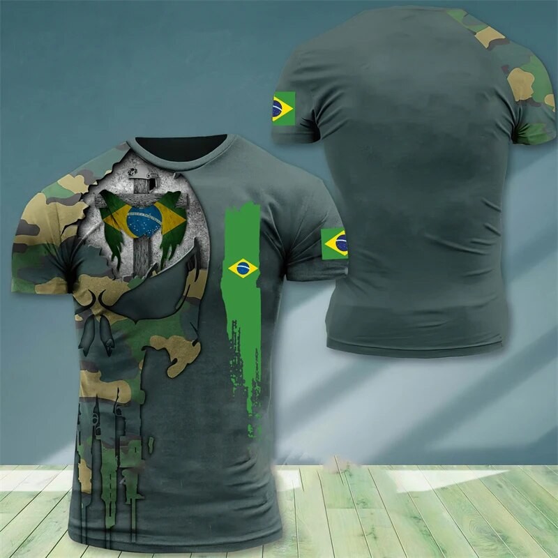 2023 Brazil Men's T Shirts Veterans National Flag Tops Summer Tee Short Sleeve Shirt 3d Print Graphic Shirt Oversized Clothes| |   - AliExpress