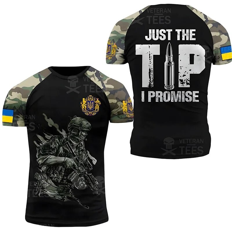 Ukrainian Army Veteran T Shirt for Men Clothing Military Camouflage T Shirt 3D Skull Printed Ukrain Soldiers Short Sleeve Tshirt| |   - AliExpress