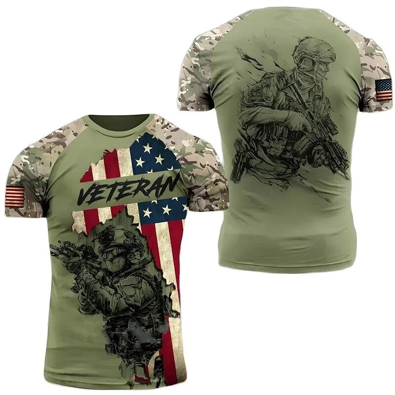 USA Army US Veteran T Shirt for Men Clothing Combat Military Camouflage T Shirt 3D Skull Printed Short Sleeve Olive Beige Tshirt| |   - AliExpress