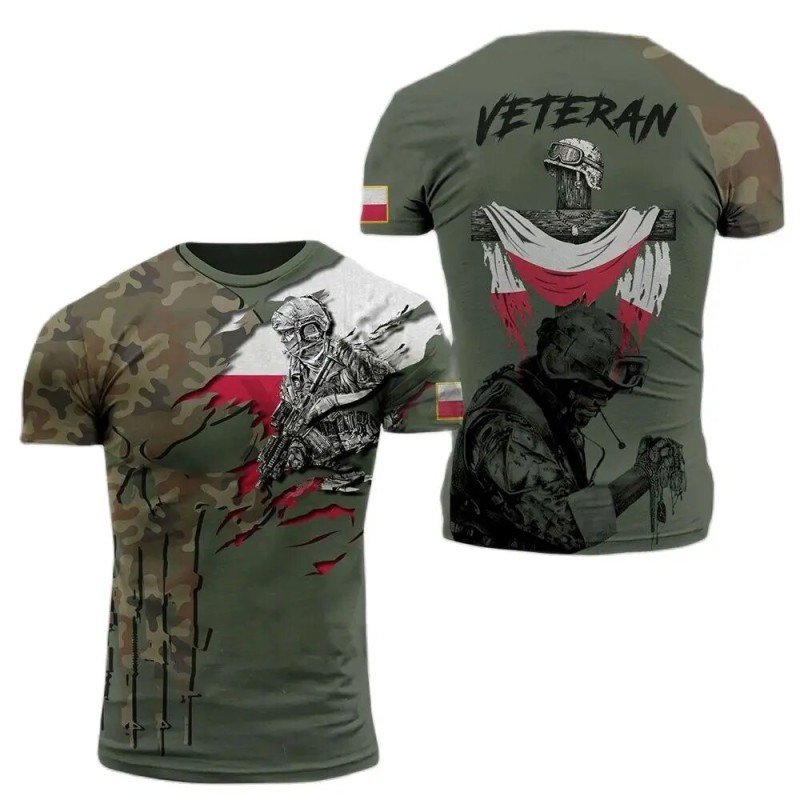 Polish Army Men's T Shirt Veteran Soldier Poland Flag Print Men's Clothing Oversized Loose Pullover O Neck Short Sleeve Shirt| |   - AliExpress