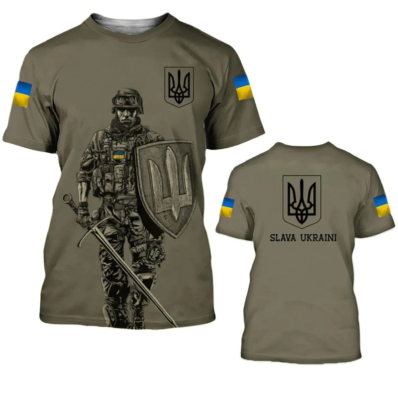 Summer Men's Camo T-shirt Ukrainian National Emblem Flag Printed T-shirt Veterans Flag Clothing Large Pullover Shirt Harajuku O- - T-shirts - AliExpress