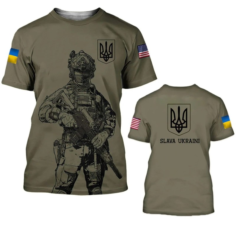 Summer Men's Camo T-shirt Ukrainian National Emblem Flag Printed T-shirt Veterans Flag Clothing Large Pullover Shirt Harajuku O- - T-shirts - AliExpress