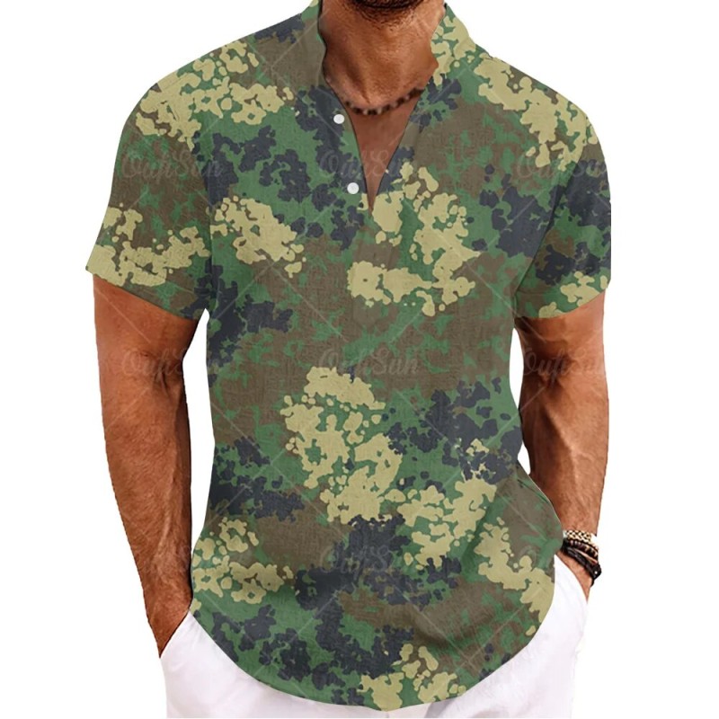 New Vamouflage Henley Shirt For Mens T Shirt Veterans Clothe Oversized Short Sleeve Tops Hawaiian Shirts Fashionable Male Tees| |   - AliExpress