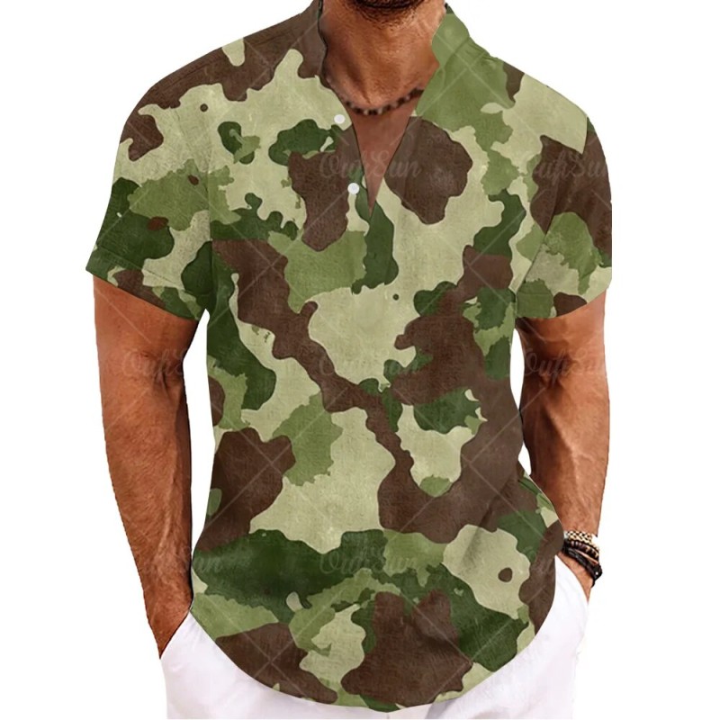 New Vamouflage Henley Shirt For Mens T Shirt Veterans Clothe Oversized Short Sleeve Tops Hawaiian Shirts Fashionable Male Tees| |   - AliExpress