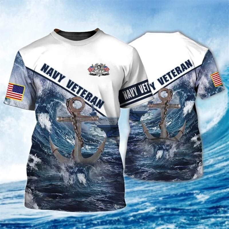 Men's T shirt 3D Print Summer O Neck Short Sleeve Oversized Tops Casual Tee Shirt For Men Street NAVY Veteran Cool Clothing| |   - AliExpress