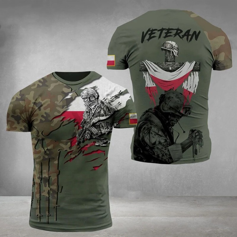 Polish Army Men's T Shirt Veteran Soldier Poland Flag Print Men's Clothing Oversized 6XL Pullover O Neck Short Sleeve Shirt| |   - AliExpress