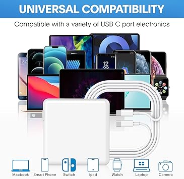 Mac Book Pro Charger - 118W USB C Charger Fast Charger Compatible with MacBook pro/Air, M1 M2 M3 M4 M5, ipad Pro, Samsung Galaxy and More, Include Charge Cable