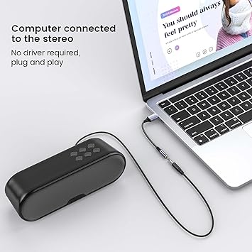 MOSWAG USB to Audio Jack Adapter 0.65Feet/20cm, External Sound Card Jack Audio Adapter with 3.5mm Aux Stereo Converter Compatible with Headset, PC, Laptop, Linux, Desktops, PS4 and More Device