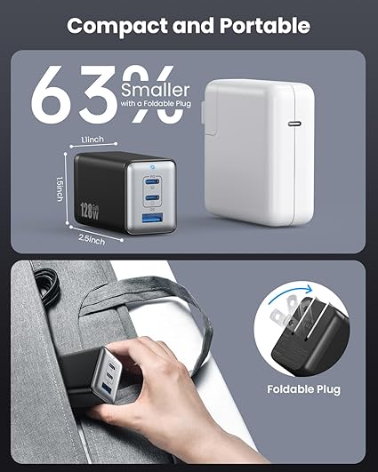 268W GaN USB Type C Charger 8 Ports Fast Charging Station PD QC4.0, USB C Laptop Charger Compatible with MacBook Pro/Air, iPads, Samsung Galaxy Note, iPhone 16/15/14/13/12 Mini/Pro/Pro Max