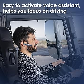 Bluetooth Headset with Microphone, Wireless Earpiece with Charging Case for Cellphones, PC, Single Ear Headset with Mute for Trucker Driver, Remote Work