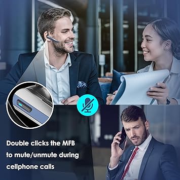 Bluetooth Headset with Microphone, Wireless Earpiece with Charging Case for Cellphones, PC, Single Ear Headset with Mute for Trucker Driver, Remote Work