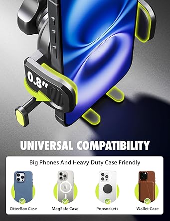 Bracketron Easy OneClick Cell Phone Holders for Your Car, Universal Car Mount Suction Cup for Dashboard Windshield Air Vent Truck Stand, for iPhone Samsung Google, All Smartphones & Car Models, Black