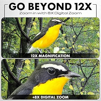 Minolta 12x32 Digital Binoculars - 4K UHD Video Camera, 48MP Photo, 8X Digital Zoom, IPS Anti-Glare Screen, Fog-Resistant Optics, Compact, Ideal for Birdwatching & Travel Hunting