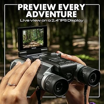 Minolta 12x32 Digital Binoculars - 4K UHD Video Camera, 48MP Photo, 8X Digital Zoom, IPS Anti-Glare Screen, Fog-Resistant Optics, Compact, Ideal for Birdwatching & Travel Hunting