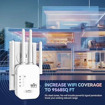2025 WiFi Extenders Signal Booster for Home Long Range Up to 9800 sq. ft & 40 Devices, WiFi Extender Signal Booster, Internet Booster, Long Range WiFi Extender,Quick Setup-Medium