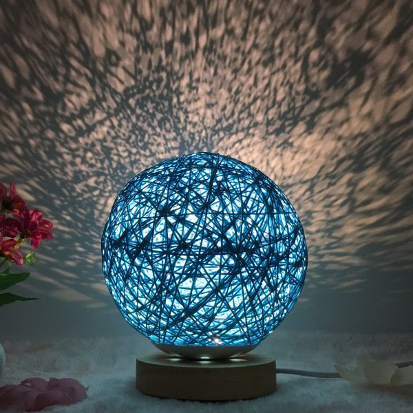 Amazon Hot Selling Creative Linen Table Lamp Novel and Unique LED Intelligent USB7 Color RGB16 Color Remote Control Rattan Ball Lamp - Image 2
