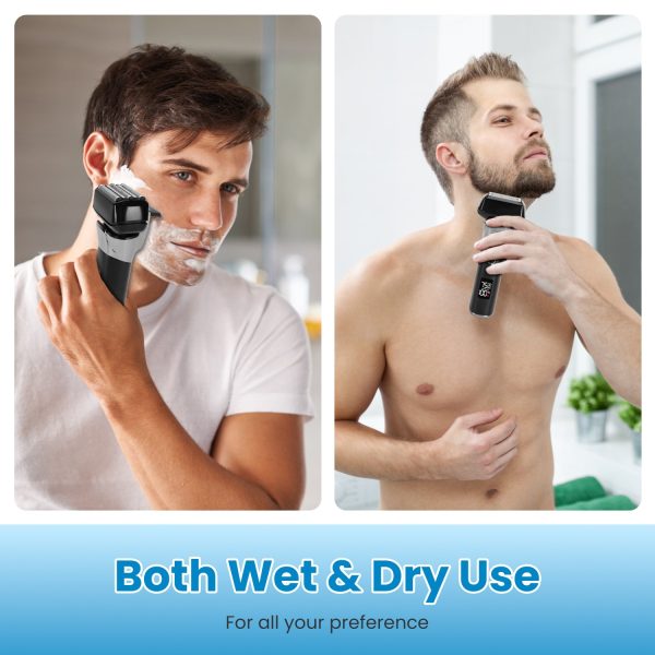 Electric Foil Face Shaver 5-Blade Electric Razor For Men Wet & Dry Jawline Beard Trimmer Precision Sideburn Shavers IPX6 Waterproof With LED Display Cleaning Brushes - Image 6