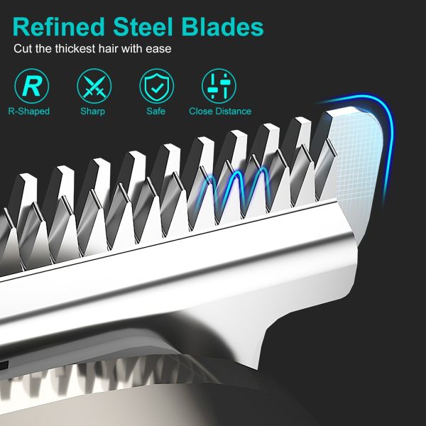 1Set All In One Beard Trimmer For Men With 5 Trimmer Heads IPX5 Waterproof Electric Razor For Face Nose Body Beard Cordless Hair Shaver Clipper Grooming Kit For Men Husband Father - Image 7