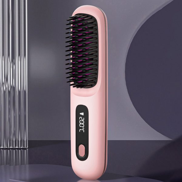 S7 Portable Cordless Hair Straightening Brush With LED Display - Lightweight Mini Negative Ion Hot Brush, USB Rechargeable Women's Travel Essentials Gift, Scald Protection - Image 8