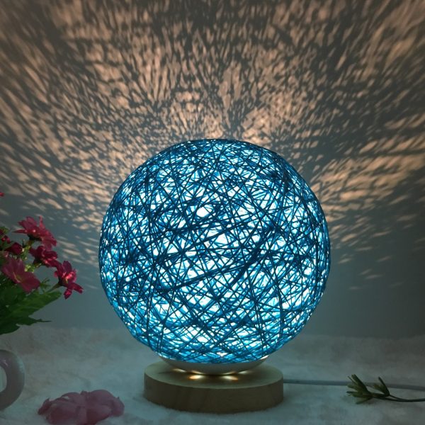 Amazon Hot Selling Creative Linen Table Lamp Novel and Unique LED Intelligent USB7 Color RGB16 Color Remote Control Rattan Ball Lamp - Image 5