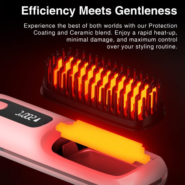 S7 Portable Cordless Hair Straightening Brush With LED Display - Lightweight Mini Negative Ion Hot Brush, USB Rechargeable Women's Travel Essentials Gift, Scald Protection - Image 5