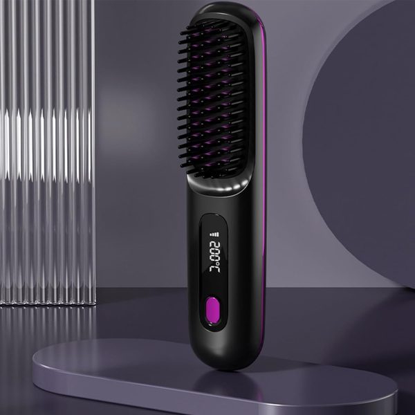 S7 Portable Cordless Hair Straightening Brush With LED Display - Lightweight Mini Negative Ion Hot Brush, USB Rechargeable Women's Travel Essentials Gift, Scald Protection - Image 10