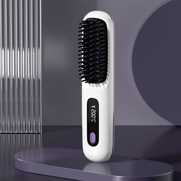 S7 Portable Cordless Hair Straightening Brush With LED Display - Lightweight Mini Negative Ion Hot Brush, USB Rechargeable Women's Travel Essentials Gift, Scald Protection - Image 7